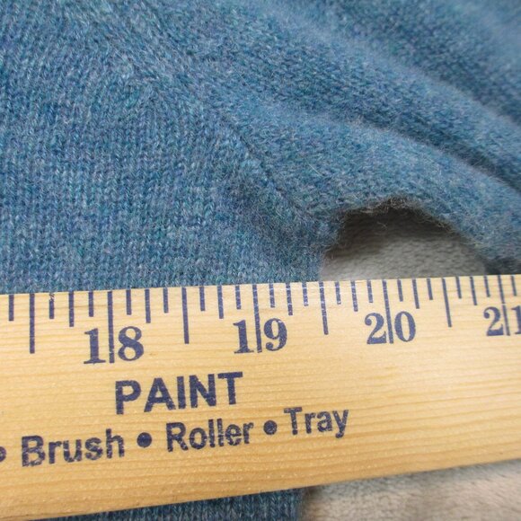 TAHARI 100% 2-Ply Cashmere V-Neck Sweater in Deep Heathered Teal Blue Size M - Picture 6 of 8